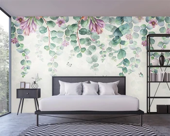 Beibehang Užsakymą tapetai Europos šiuolaikinės minimalistinės šviežių žaliųjų augalų fone žaliųjų augalų dekoratyvinės sienų papel de parede