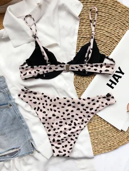 Naujas Xiaokeng leopard taško seksualus bikini plieno paramos maudymosi kostiumėlį, mados maudymosi kostiumėlį moteris, dviejų dalių komplektas vasarai