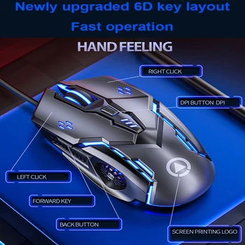 G5 Išjungti Laidinio Pelės Šešių mygtuką Spalvinga Šviesos Žaidimų Žaidimų Mechaninė Office Pelė, Kompiuterio Usb Mini Led Šviesos Pelės