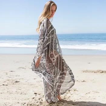 Moterų Paplūdimio Cover Up Suknelė Negabaritinių Šifono Seksualus, Bohemiškas Prarasti Didelio Dydžio Saulės Bikini Panele Laisvalaikio Palaidinė Maudymosi Kostiumėlį